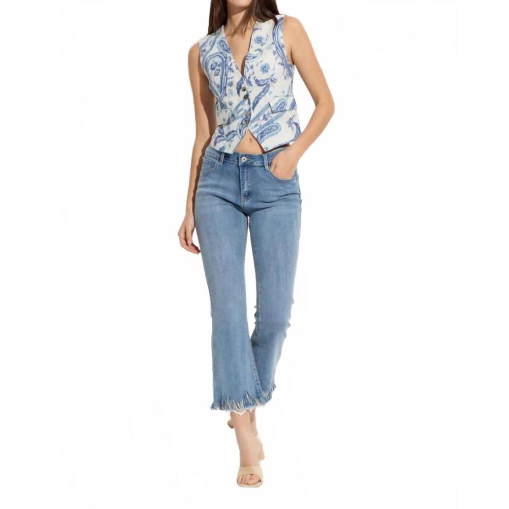 NEW OOLALA paisley linen vest in blue